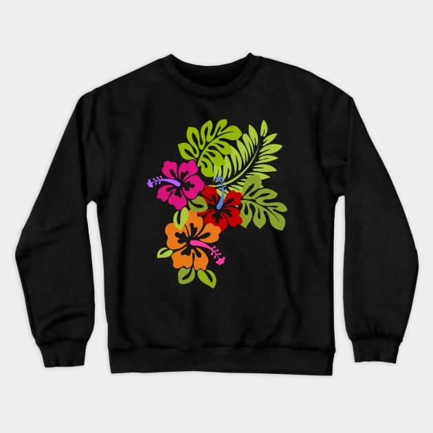 Tropical Hibiscus Flowers Bouquet Crewneck Sweatshirt by EDDArt